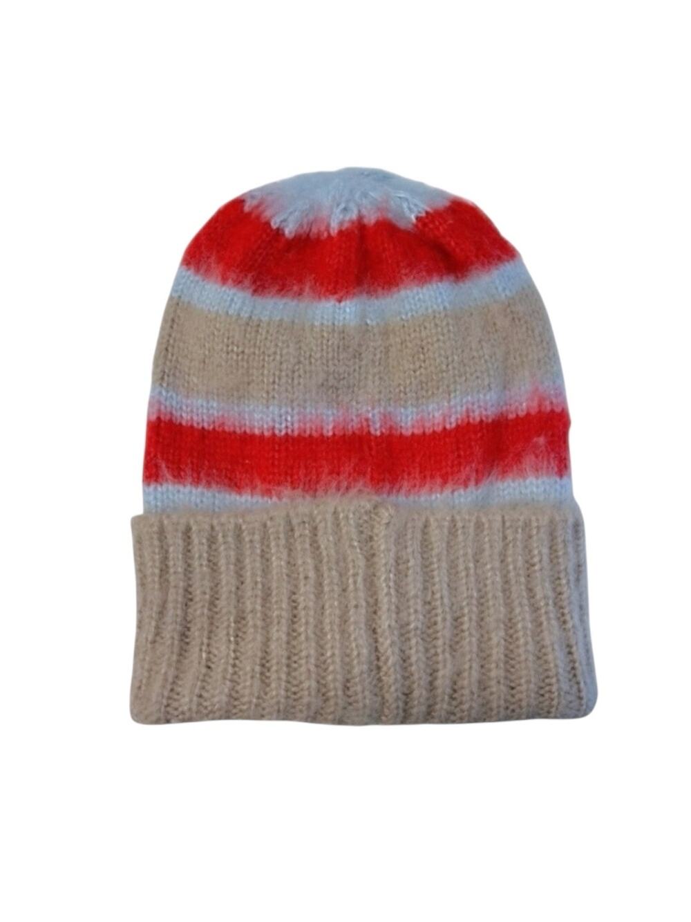 Free People The Groove Stripe Beanie Women’s OS Slouchy Tan Red Soft Cozy NEW